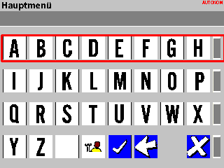 Konfiguration mit einer Buchstabentafel