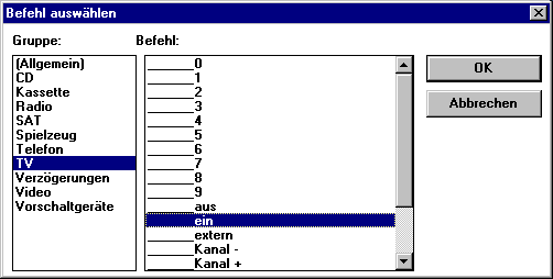 Dialogfeld Befehl auswählen